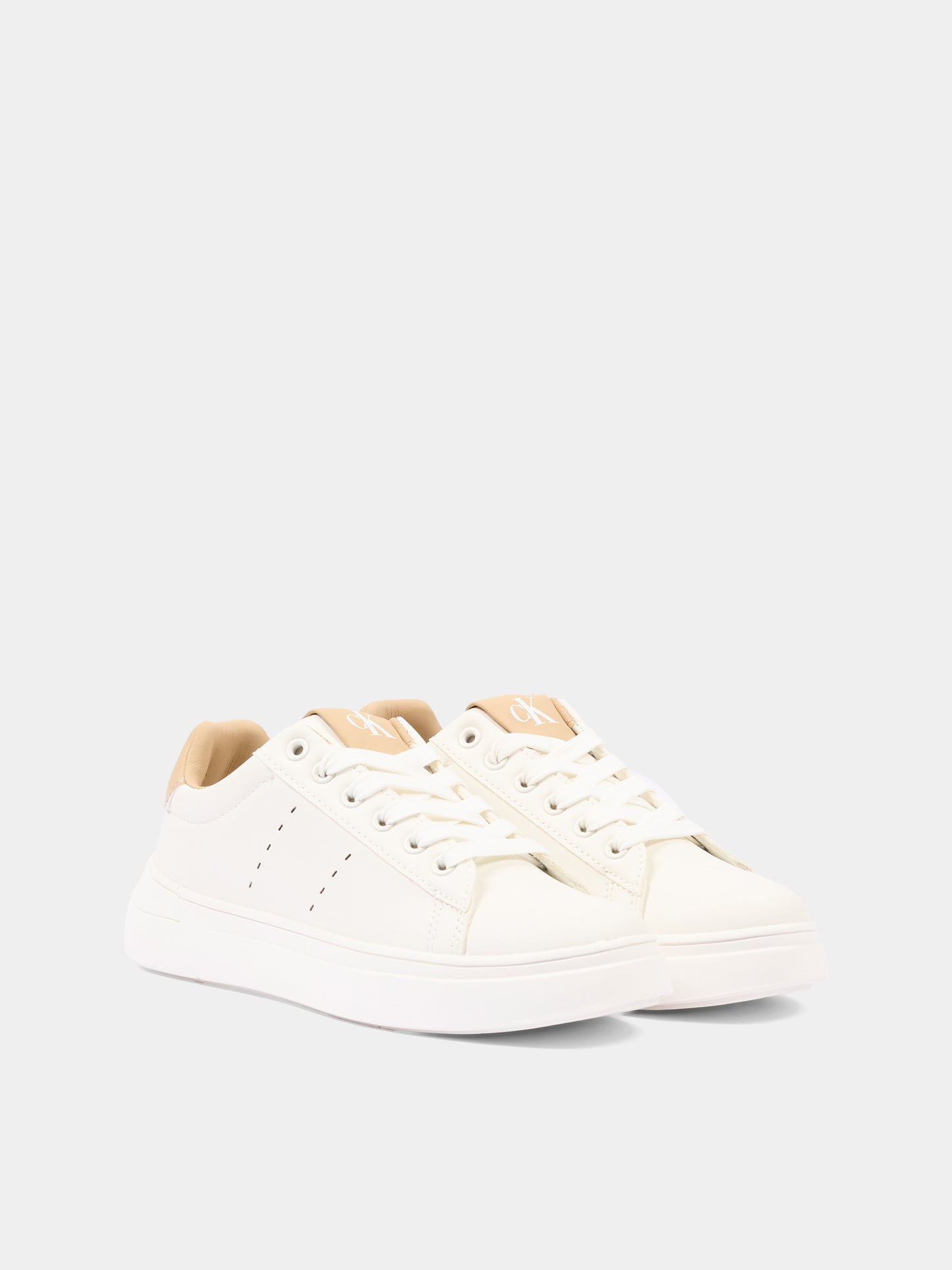 Sneakers bianche per bambino con logo,Calvin Klein Kids,V3X9 83301 1355A472