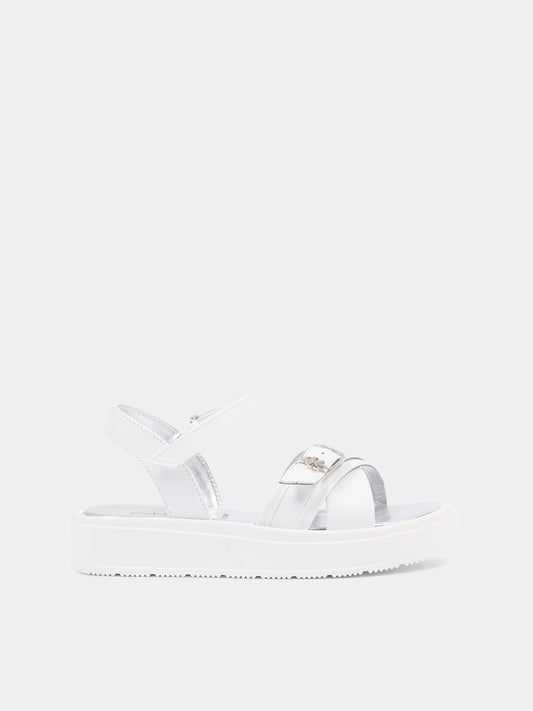 Sandali bianchi per bambina con logo,Calvin Klein Kids,V4A2 83260 0326100