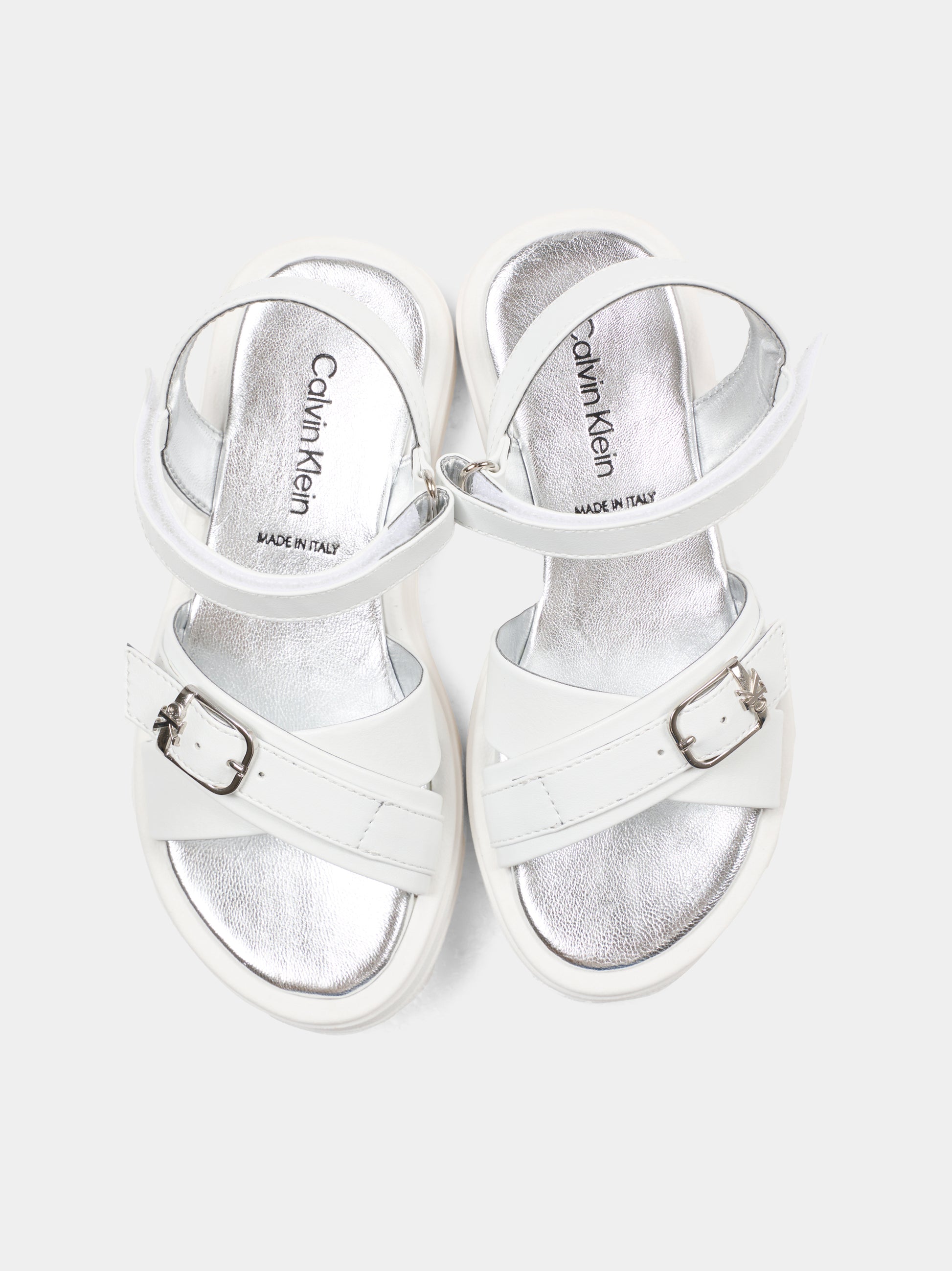 Sandali bianchi per bambina con logo,Calvin Klein Kids,V4A2 83260 0326100