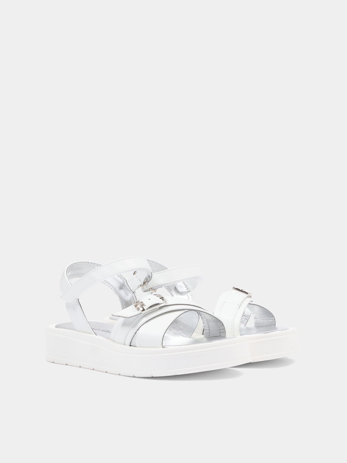 Sandali bianchi per bambina con logo,Calvin Klein Kids,V4A2 83260 0326100