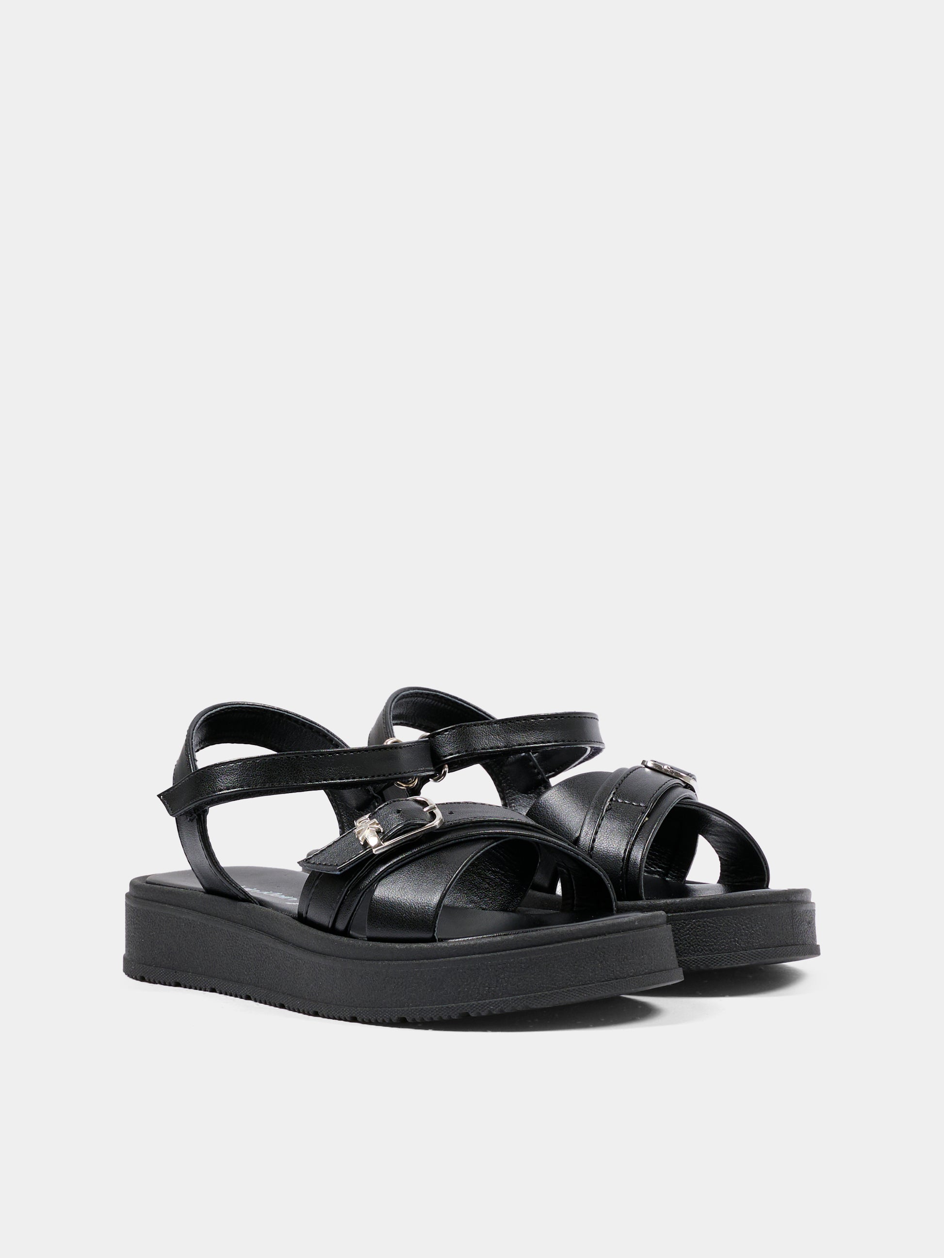 Sandali neri per bambina con logo,Calvin Klein Kids,V4A2 83260 0326999