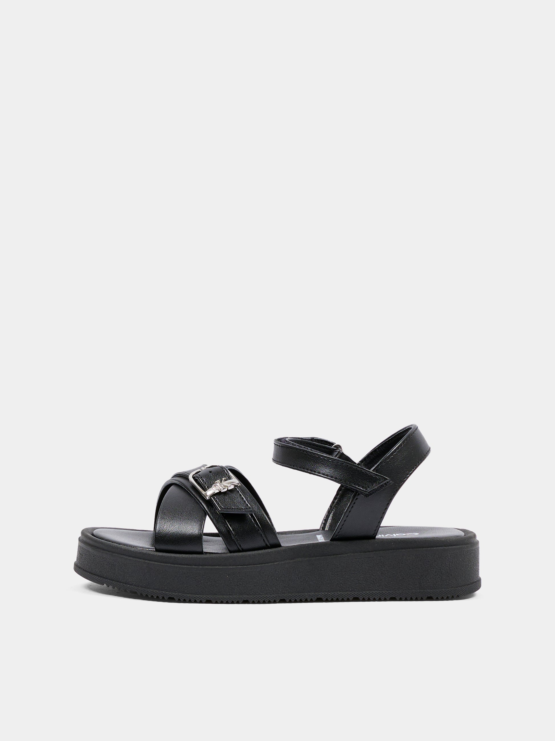 Sandali neri per bambina con logo,Calvin Klein Kids,V4A2 83260 0326999