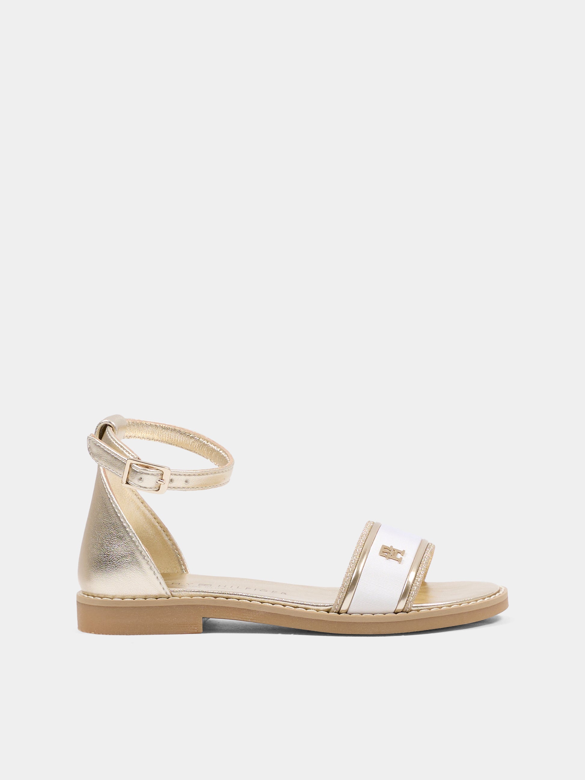Sandali oro per bambina con logo,Tommy Hilfiger Junior,T4A2 34431 0517X048