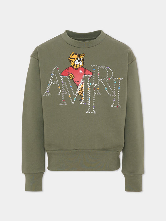 Felpa verde per bambini con logo,Amiri,ACTOJR1003 DARK SAGE