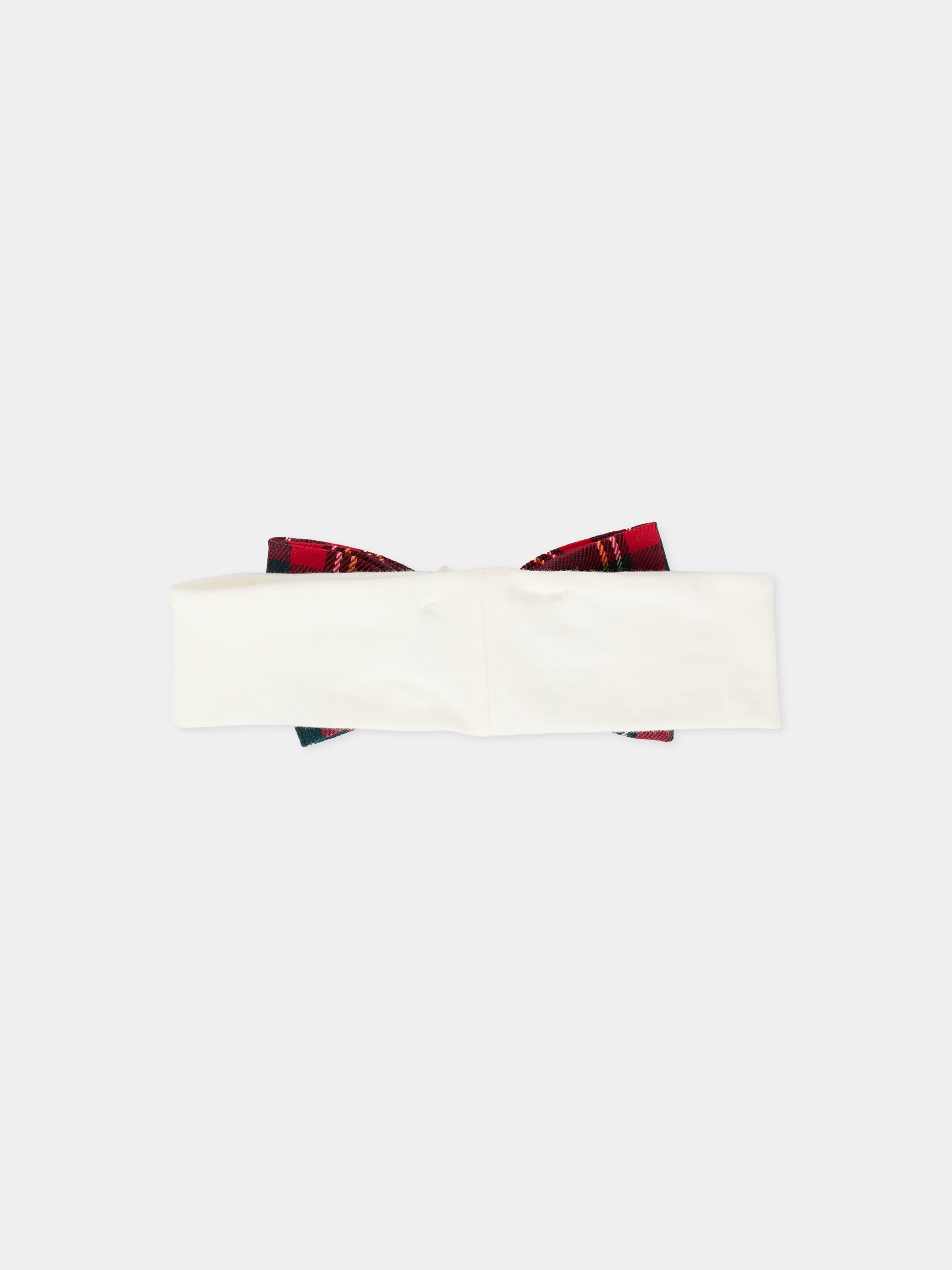 Fascia bianca per neonata con fiocco verde e rosso,La Stupenderia,1ABFA04Z15