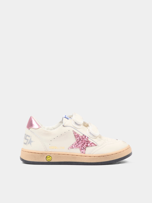 Sneakers Ball Star bianche per bambina con stella,Golden Goose,GJF00501 F004241 11224