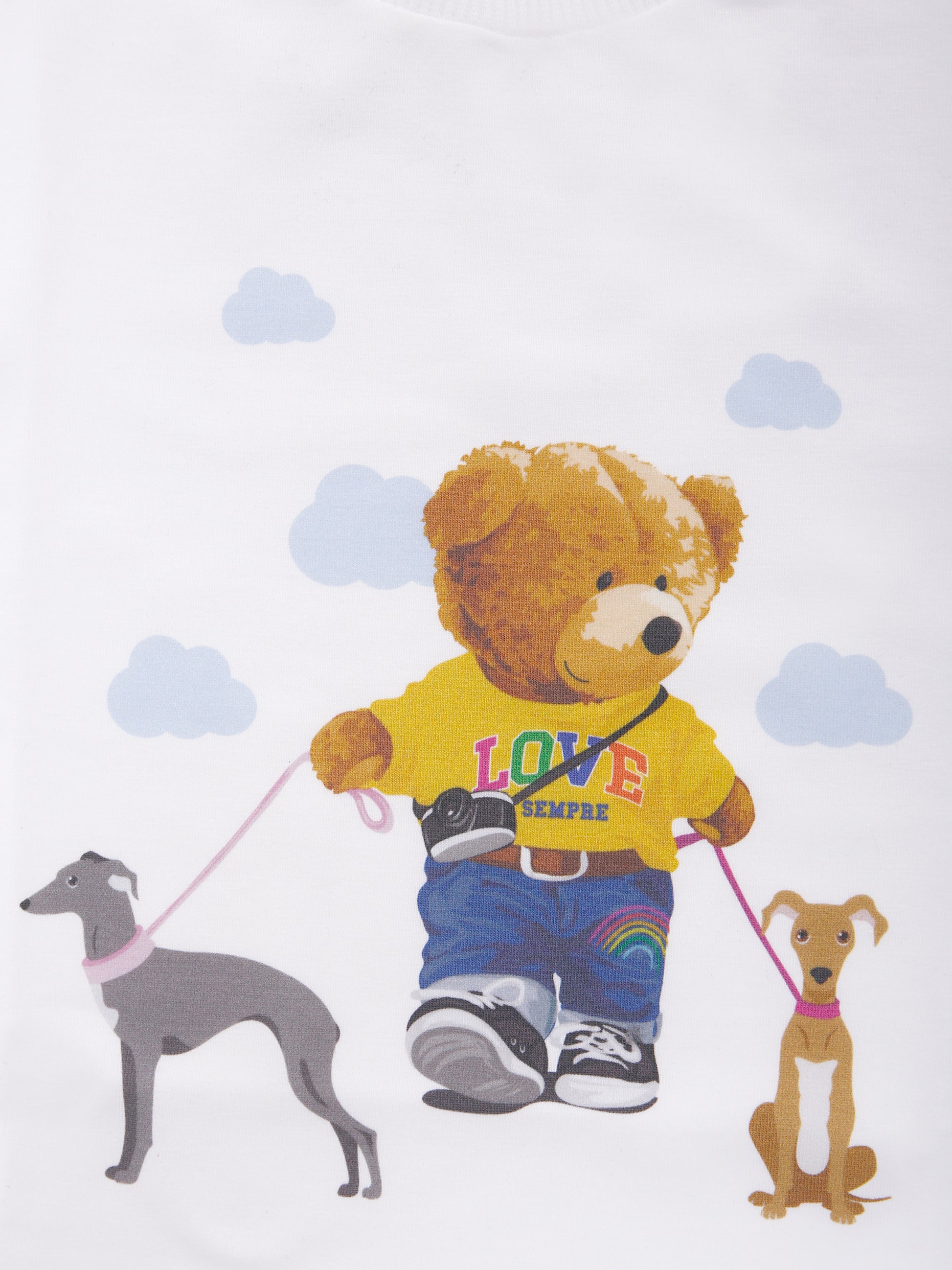 T-shirt bianca per neonati con orso e cani,J.o. Milano X Coccolebimbi,676A1 - B