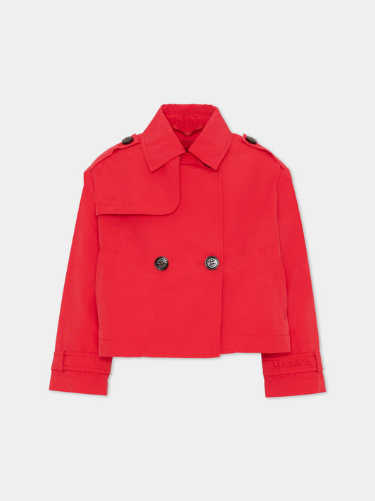 Trench rosso per bambina,Max&co,MX0281 MX003 MX400