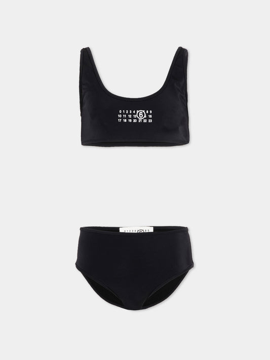 Slip e bikini nero per bambina con logo,Mm6 Maison Margiela,M60811 MM00P M6900