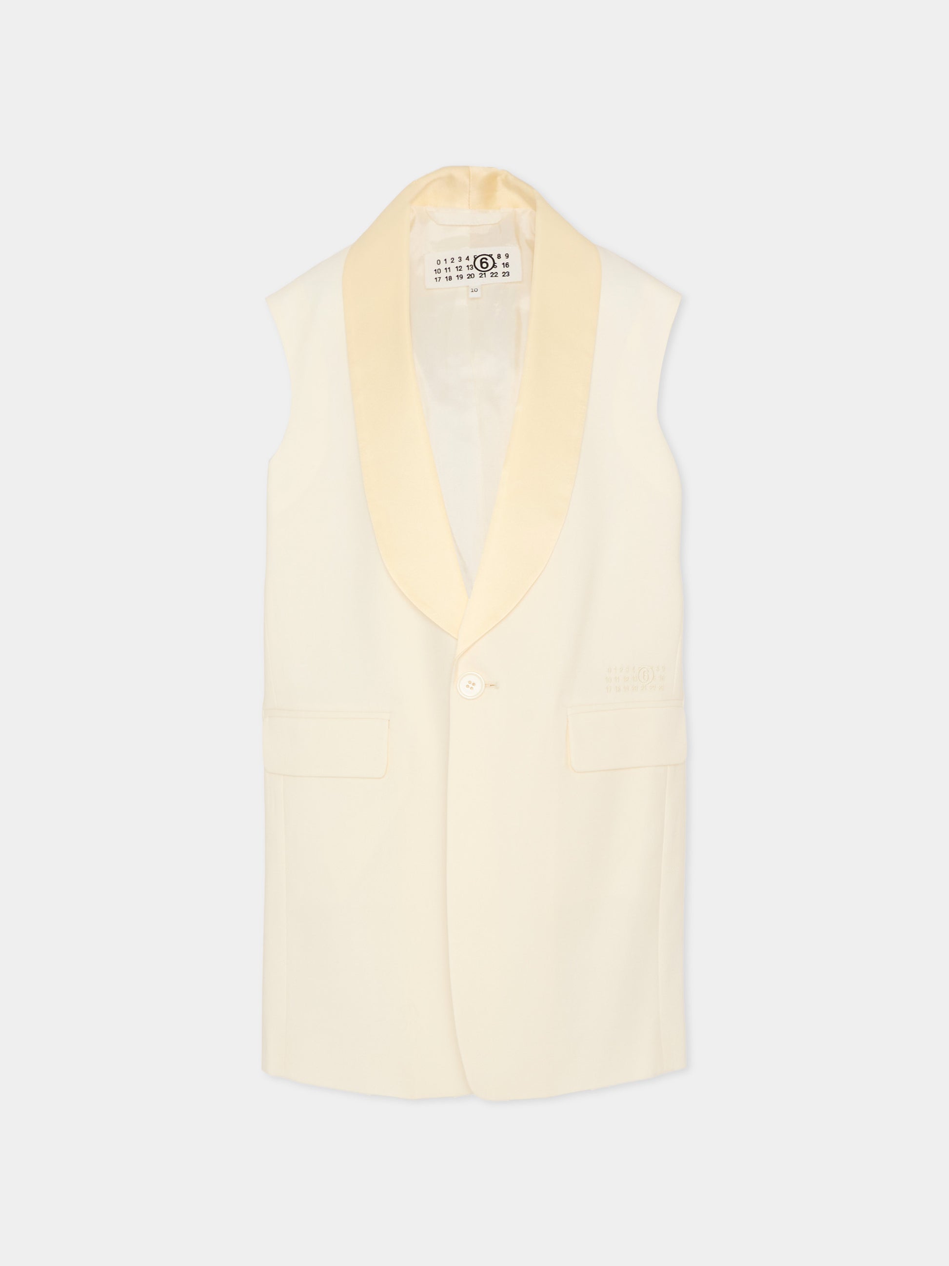 Gilet avorio per bambina con logo,Mm6 Maison Margiela,M60933 MM07G M6103