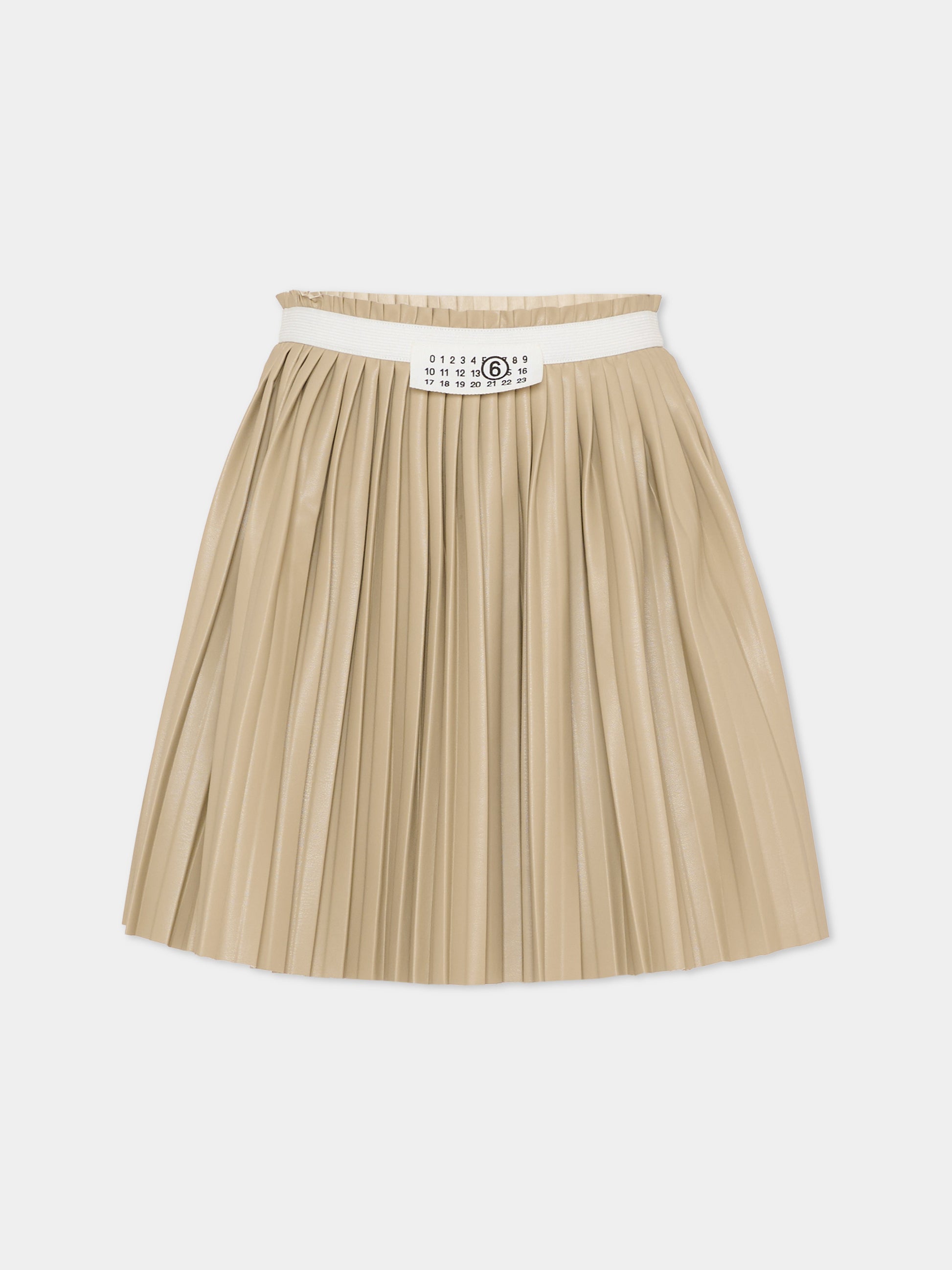 Gonna beige per bambina con logo,Mm6 Maison Margiela,M60999 MM07F M6709