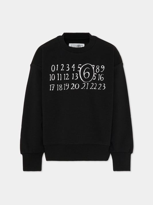 Felpa nera per bambini con logo,Mm6 Maison Margiela,M61009 MM02X M6900