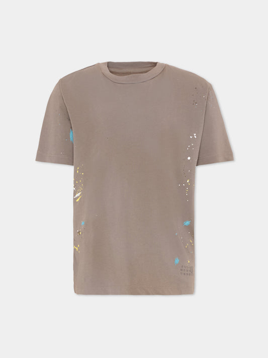 T-Shirt multicolor per bambini con schizzi,Mm6 Maison Margiela,M61014 MM07P M6908