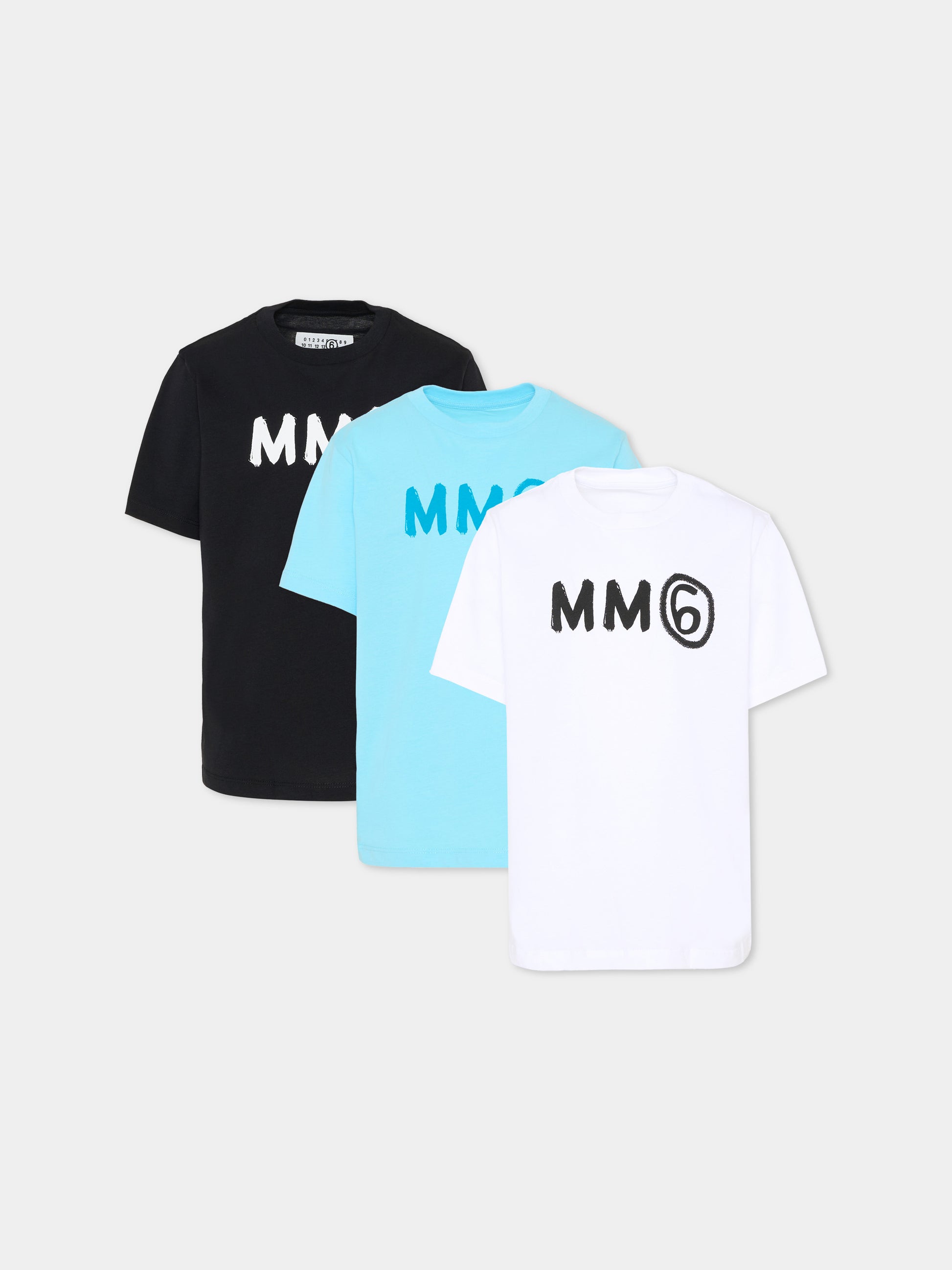 Set t-shirt multicolor per bambini con logo,Mm6 Maison Margiela,M61016 MM04I M6C49