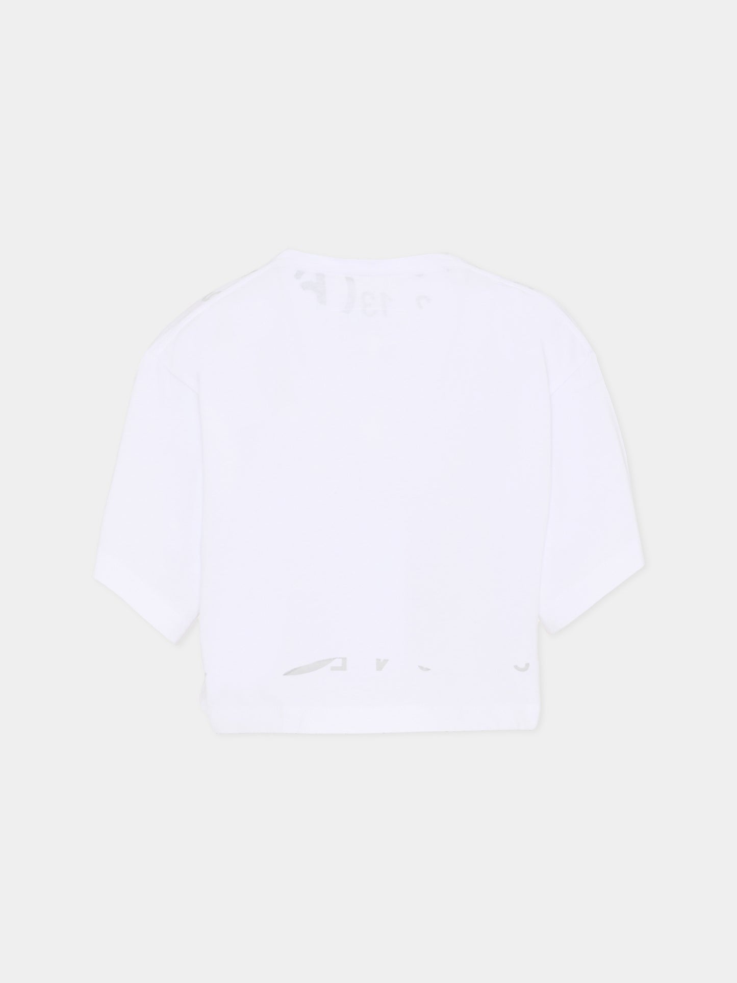 T-shirt bianca per bambina con logo,Mm6 Maison Margiela,M61017 MM02Y M6100