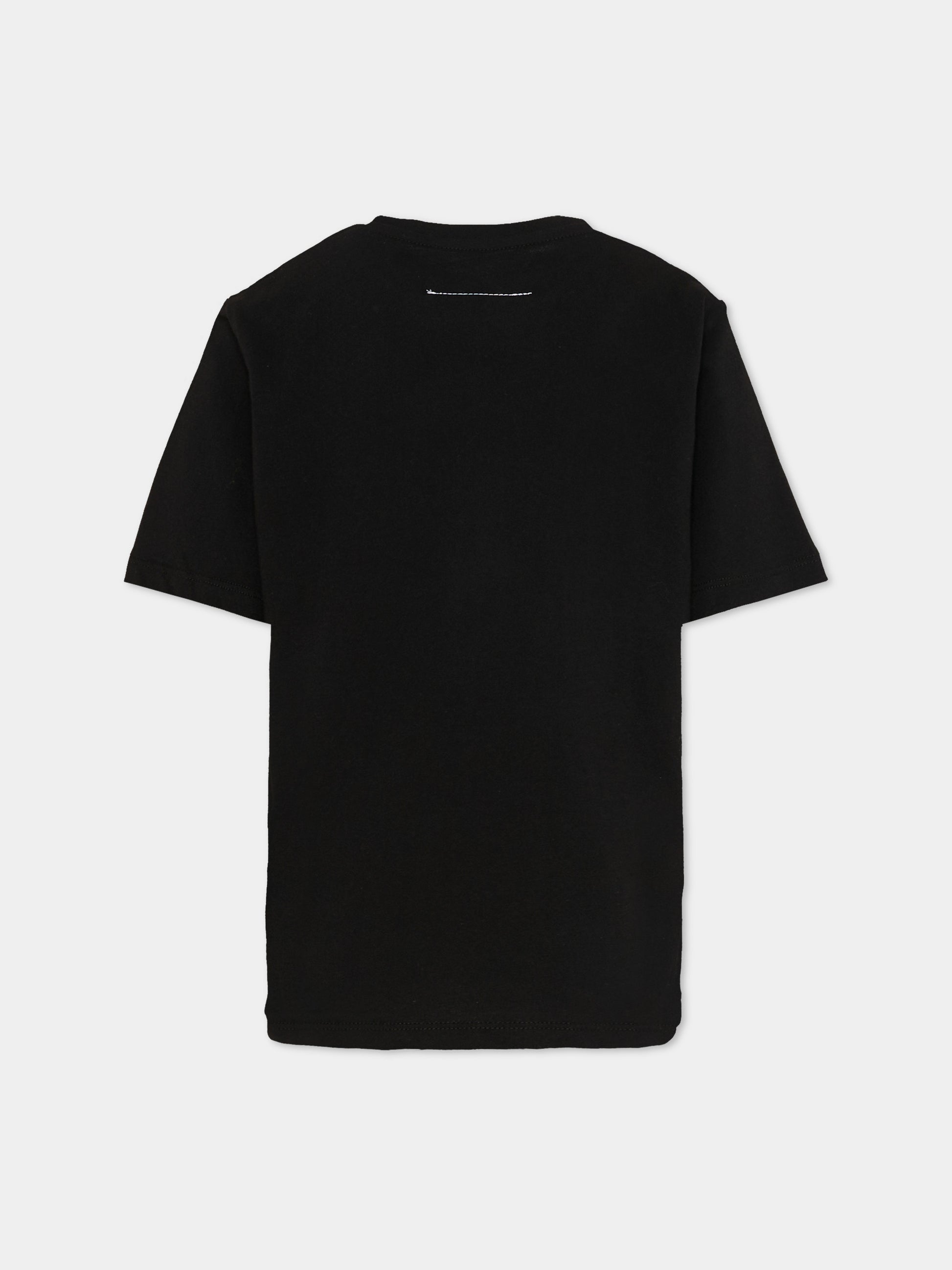 T-shirt nera per bambini con logo,Mm6 Maison Margiela,M61020 MM02Y M6900