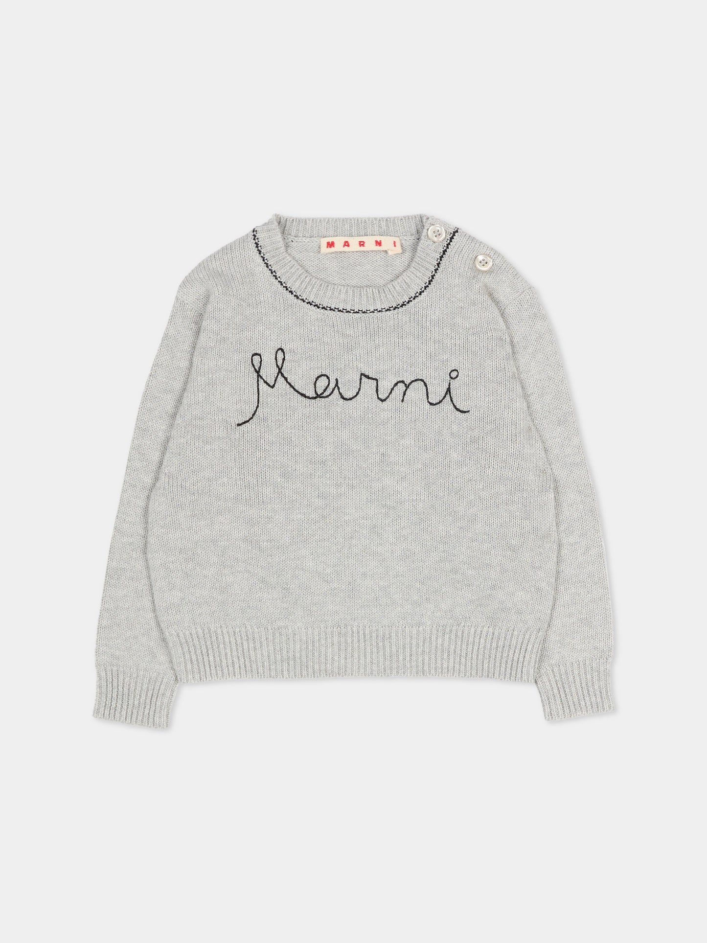 Maglione grigio per neonata con logo ricamato,Marni Kids,M00992 M00X8 0M903