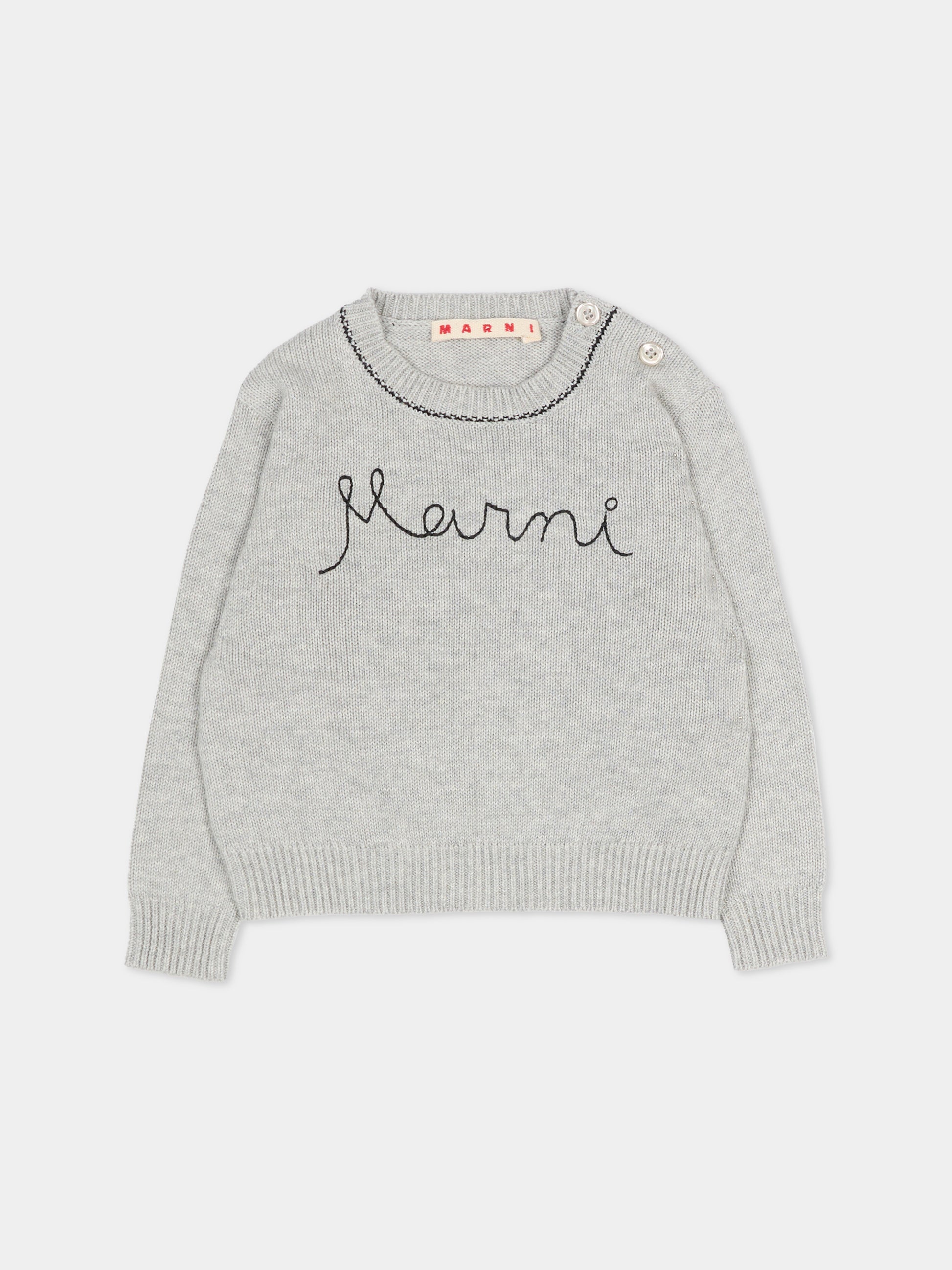 Maglione grigio per neonata con logo ricamato,Marni Kids,M00992 M00X8 0M903