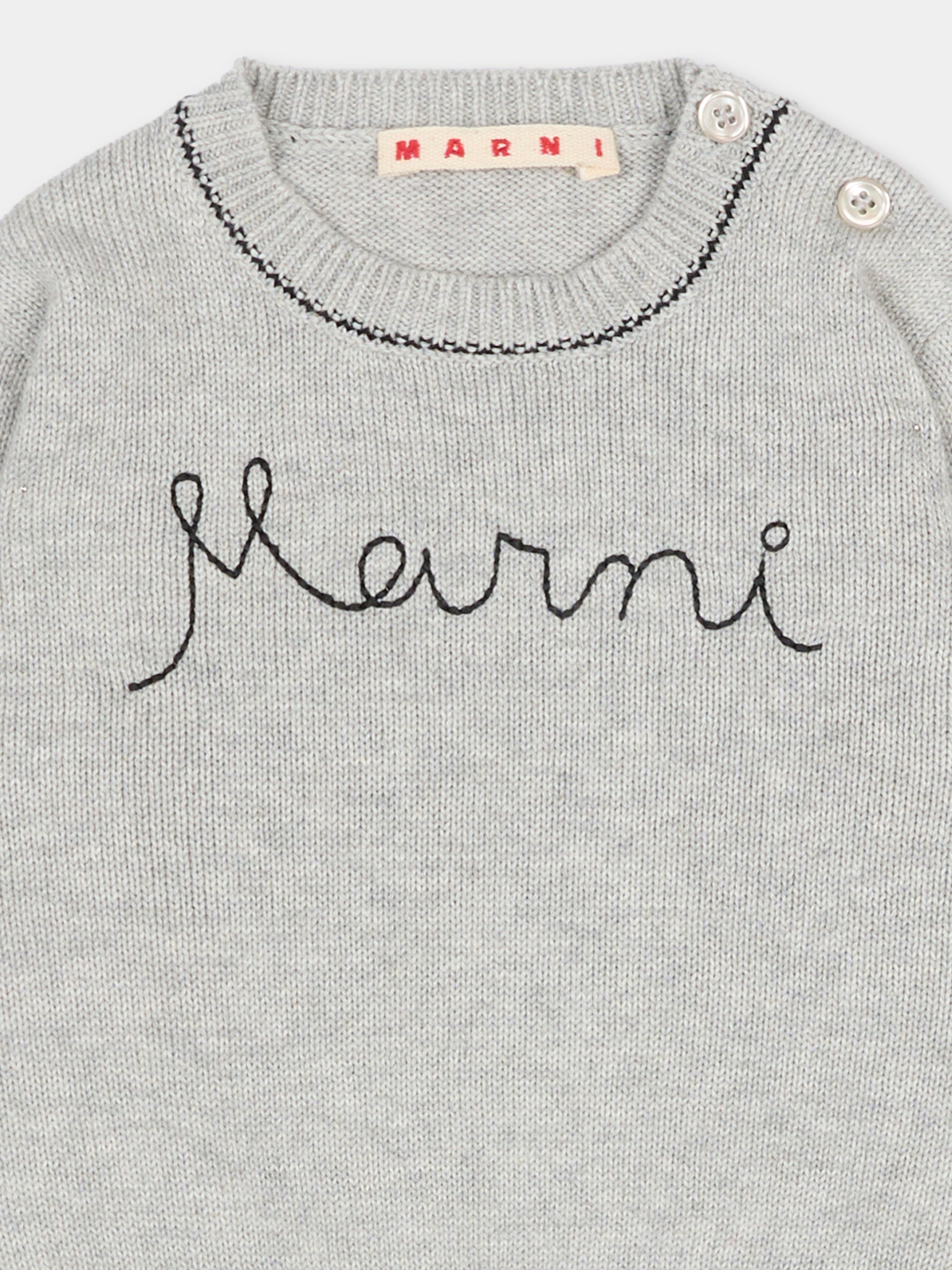 Maglione grigio per neonata con logo ricamato,Marni Kids,M00992 M00X8 0M903