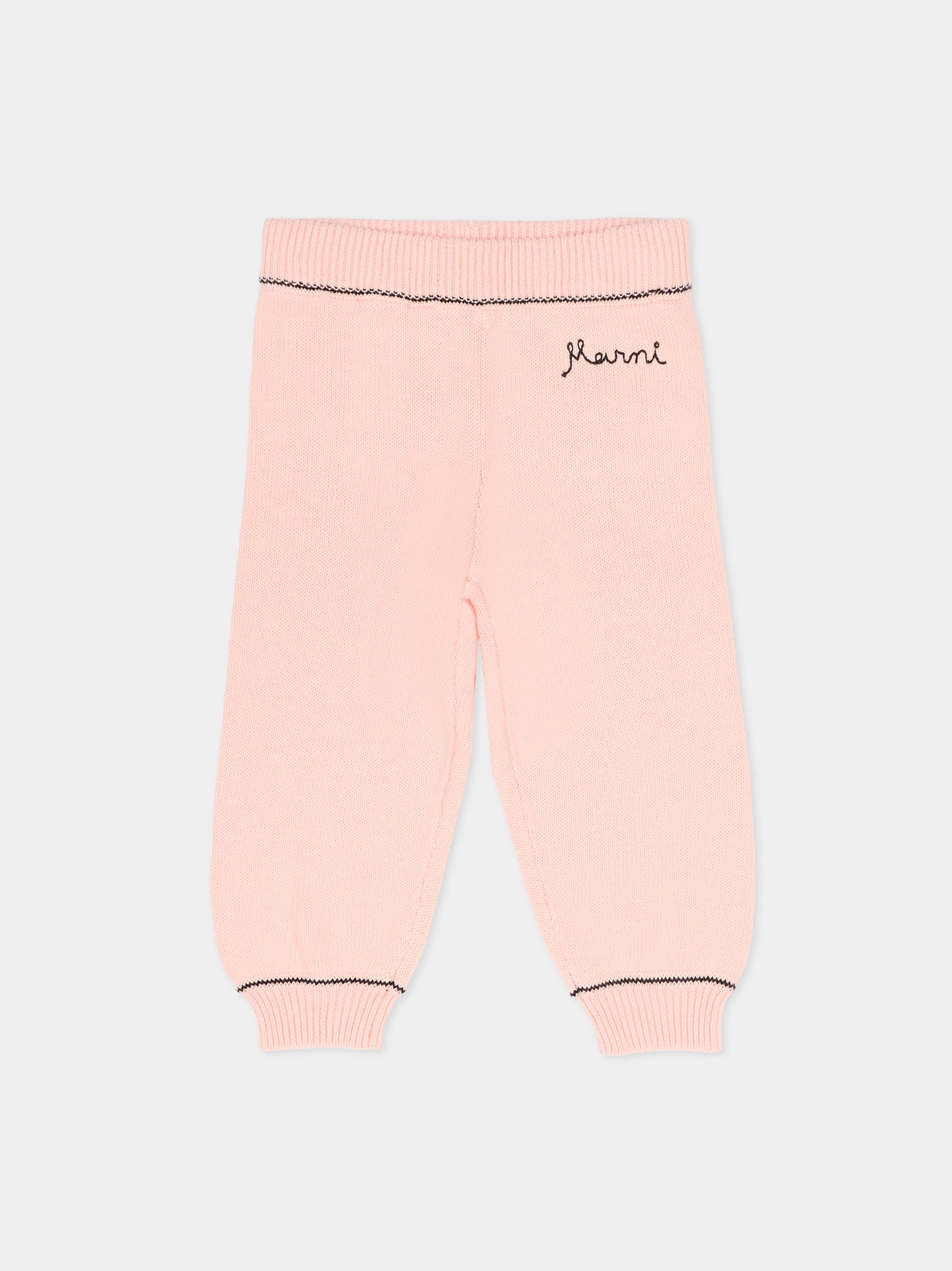 Pantaloni rosa per neonata con logo ricamato,Marni Kids,M00994 M00X8 0M351