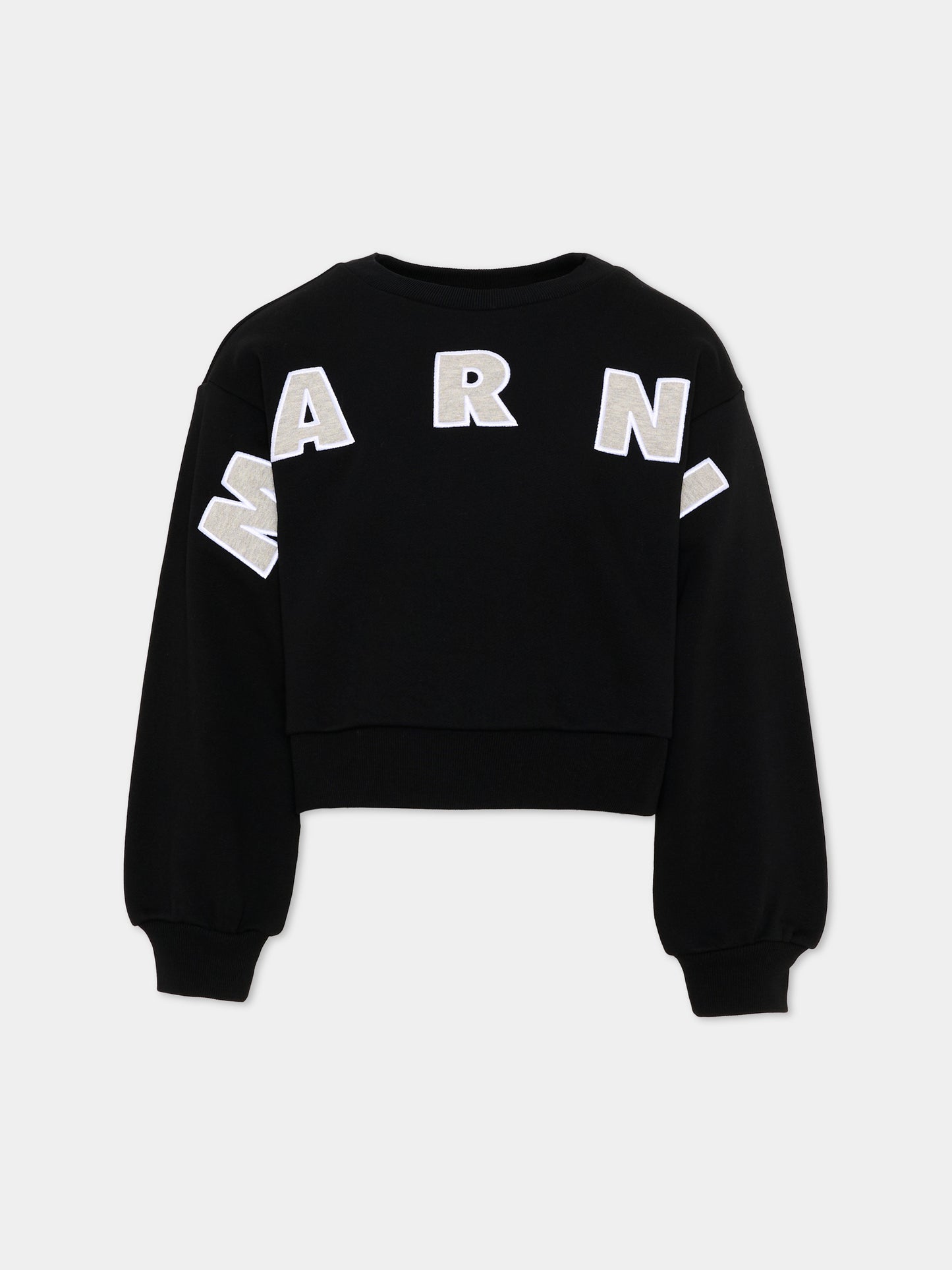 Felpa nera per bambina con logo,Marni Kids,M01193 M00V0 0M90E