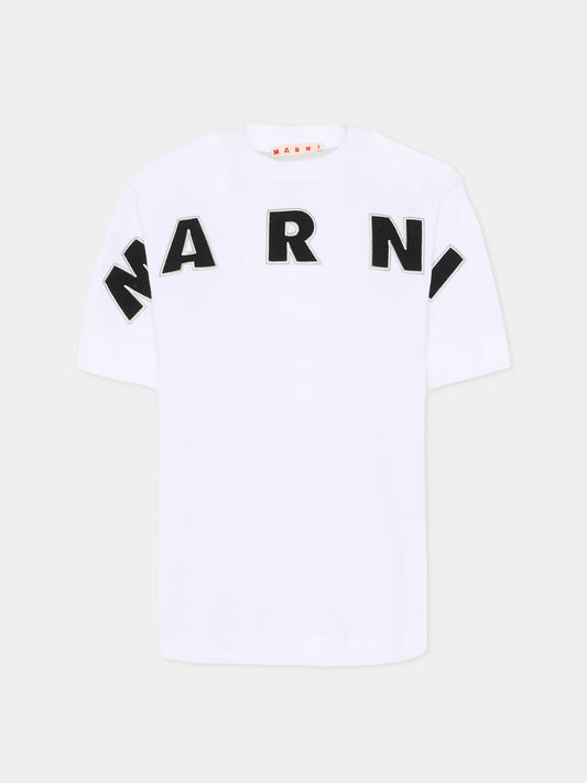 T-shirt bianca per bambini con logo,Marni Kids,M01265 M00RF 0M100