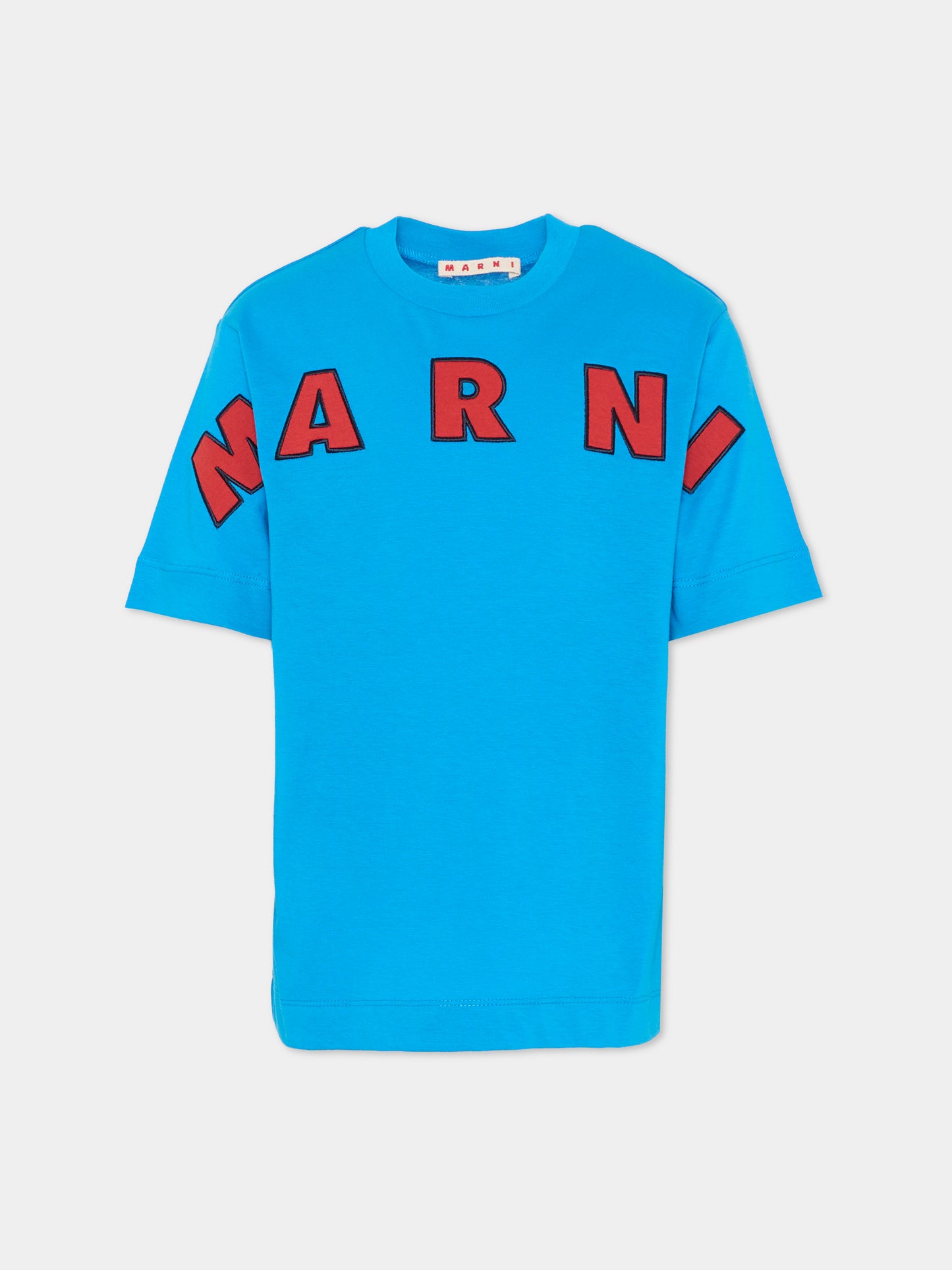 T-shirt azzurra per bambini con logo,Marni Kids,M01265 M00RF 0M859