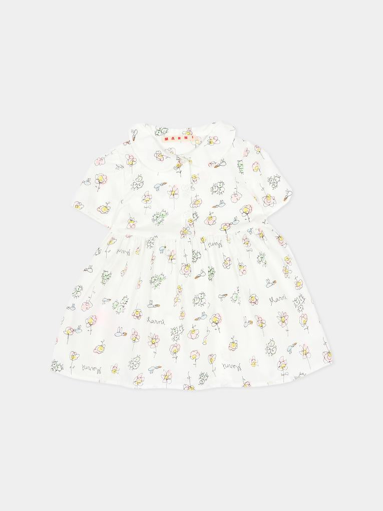 Vestito bianco per neonata con disegni,Marni Kids,M01647 M00WI 0M100