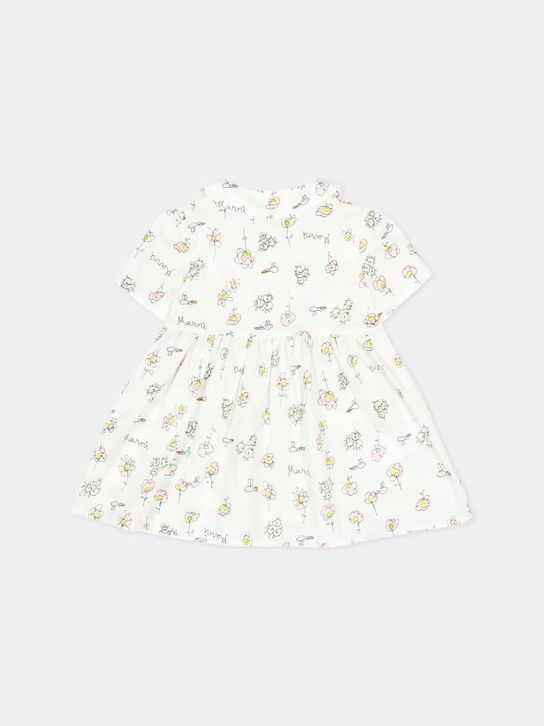 Vestito bianco per neonata con disegni,Marni Kids,M01647 M00WI 0M100