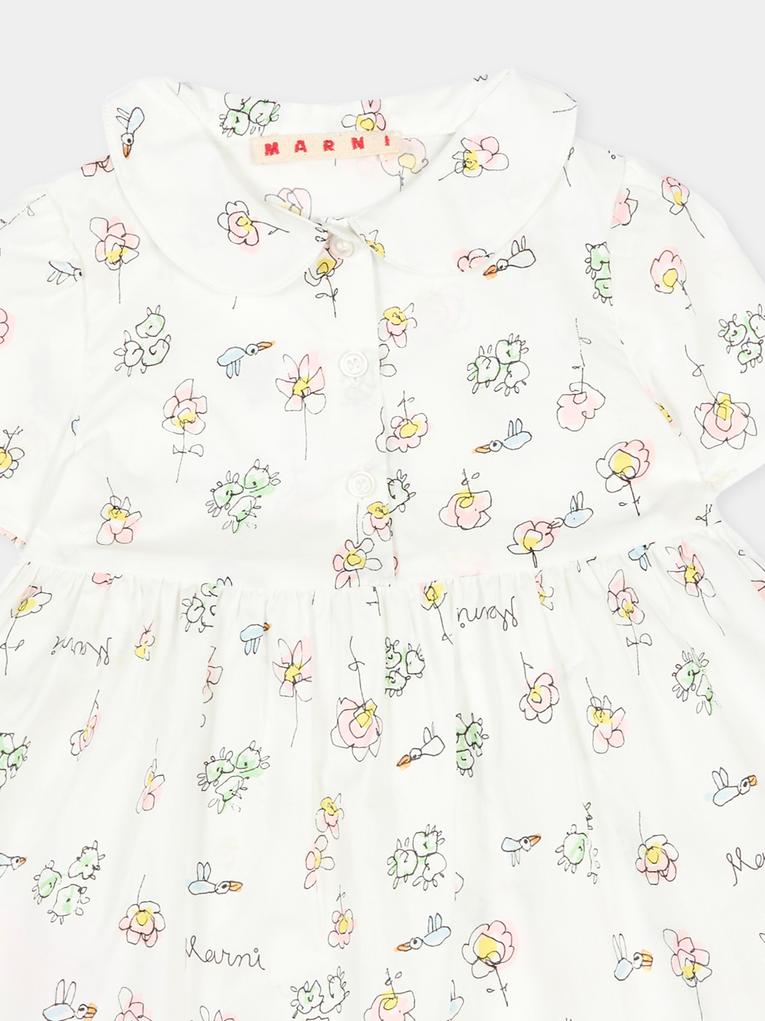 Vestito bianco per neonata con disegni,Marni Kids,M01647 M00WI 0M100