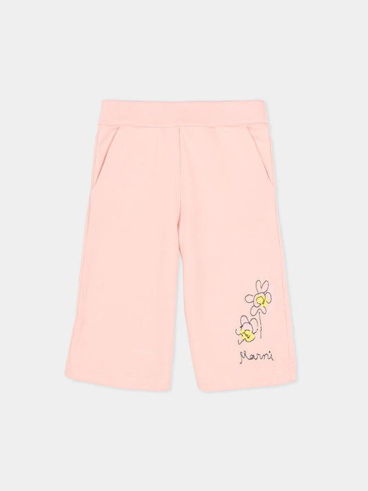 Pantaloni rosa per neonata con fiori,Marni Kids,M01651 M00SH 0M351