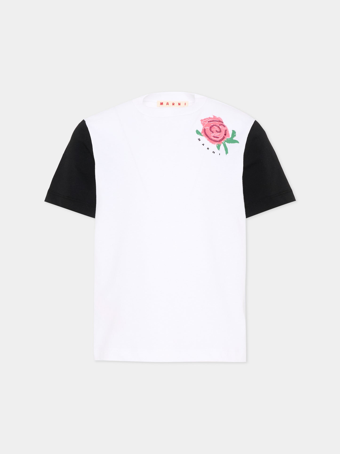 T-Shirt bianca per bambina con rosa,Marni Kids,M01699 M00HZ 0M100