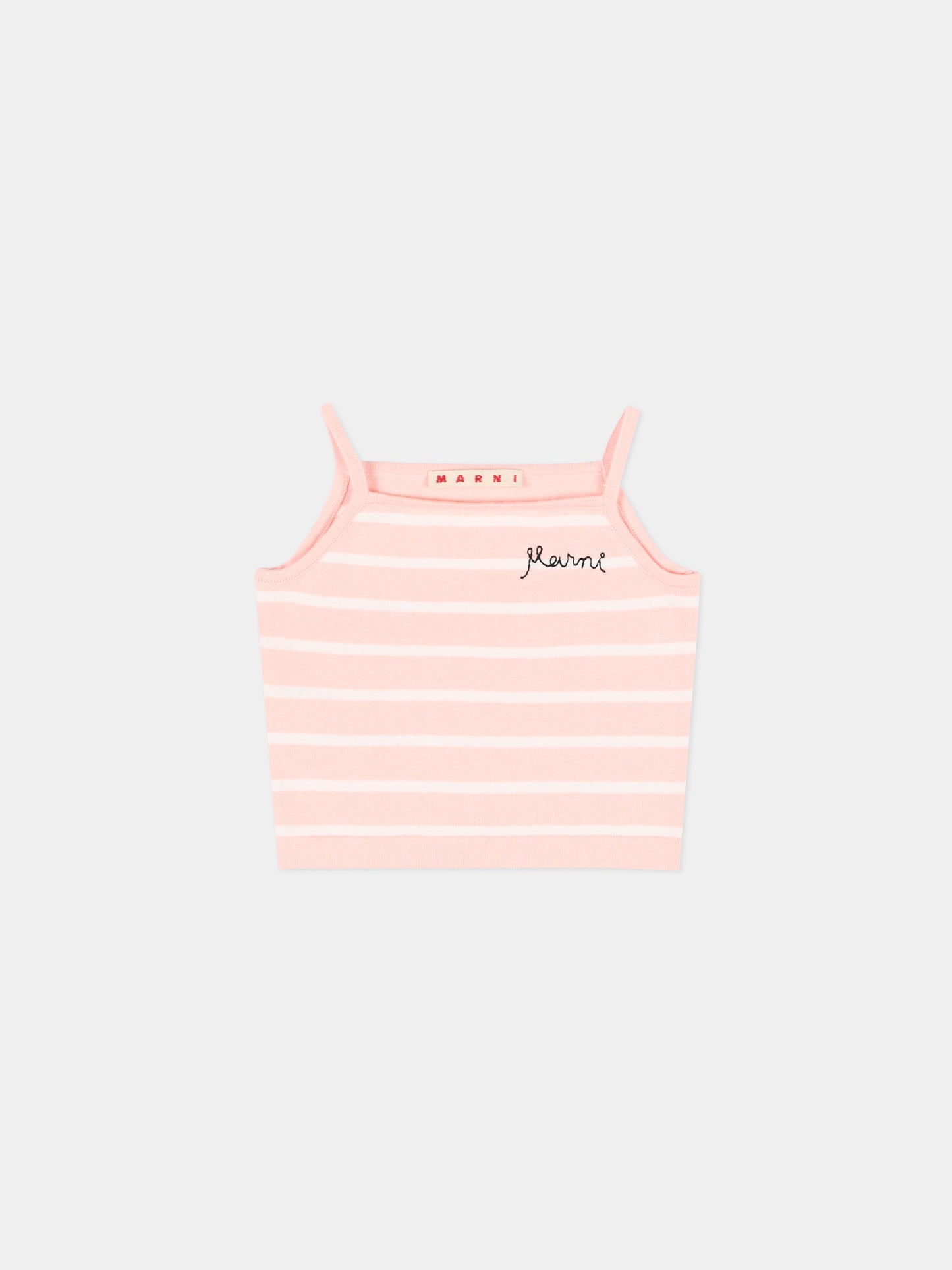 Top rosa per neonata a righe con logo,Marni Kids,M01721 M00X6 0M351