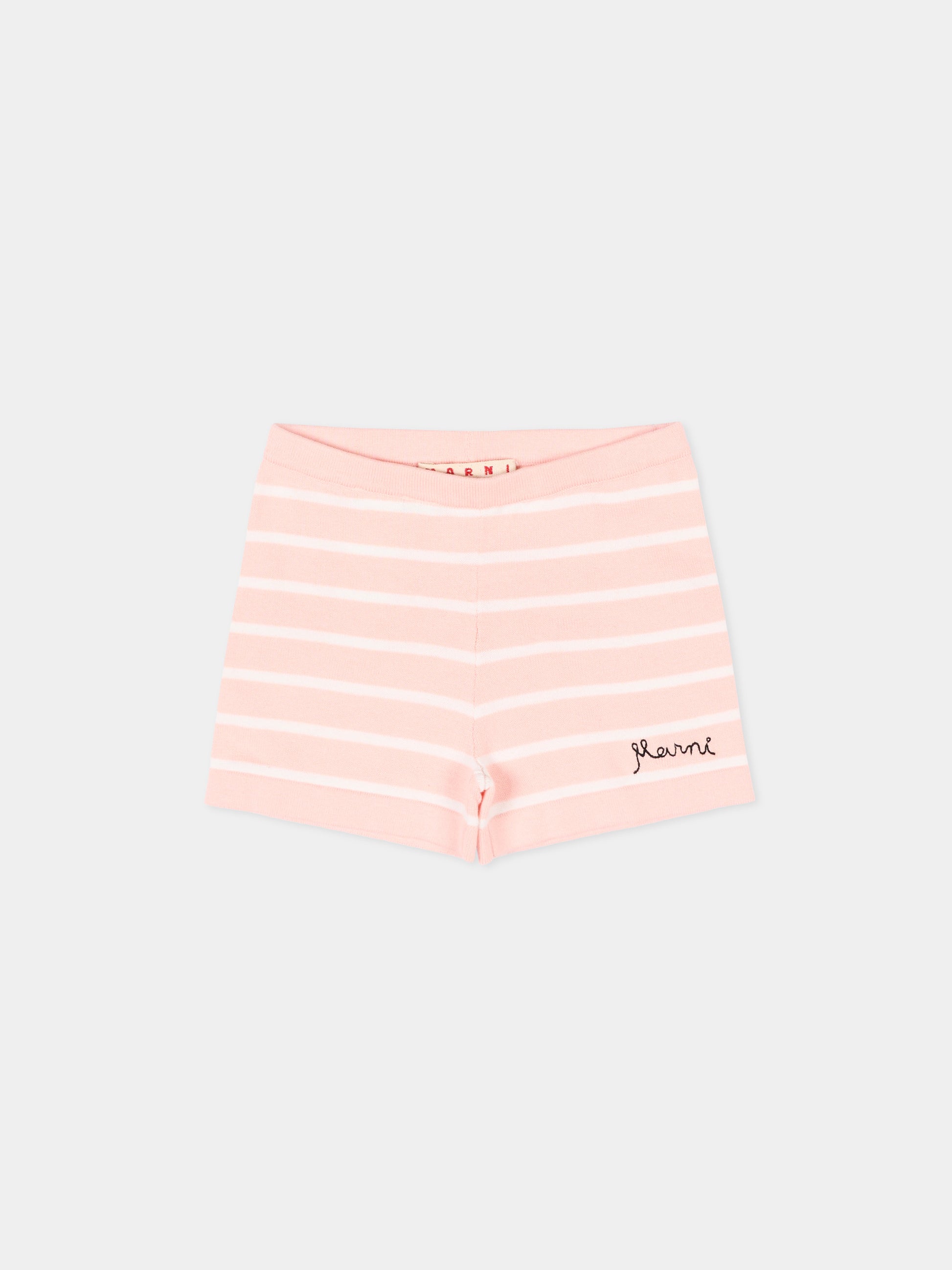 Shorts rosa per neonata a righe con logo,Marni Kids,M01722 M00X6 0M351