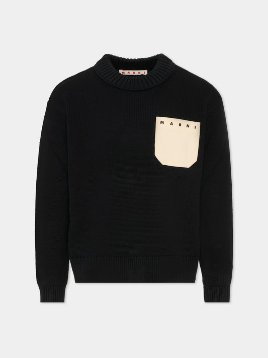 Maglione nero per bambini con logo,Marni Kids,M01775 M00XA 0M900