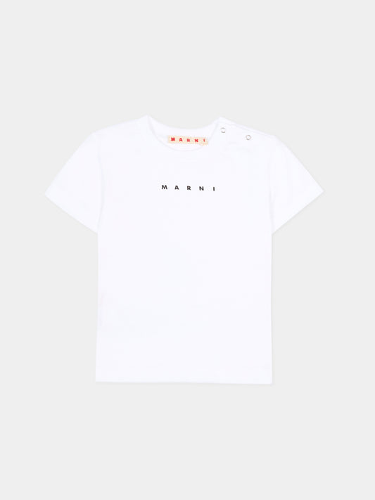 T-shirt bianca per neonati con logo,Marni Kids,M01785 M00RF 0M100