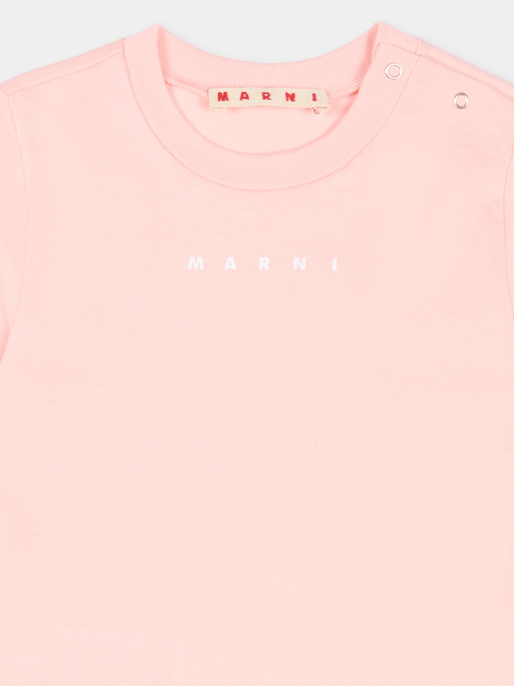 T-shirt rosa per neonata con logo,Marni Kids,M01785 M00RF 0M351