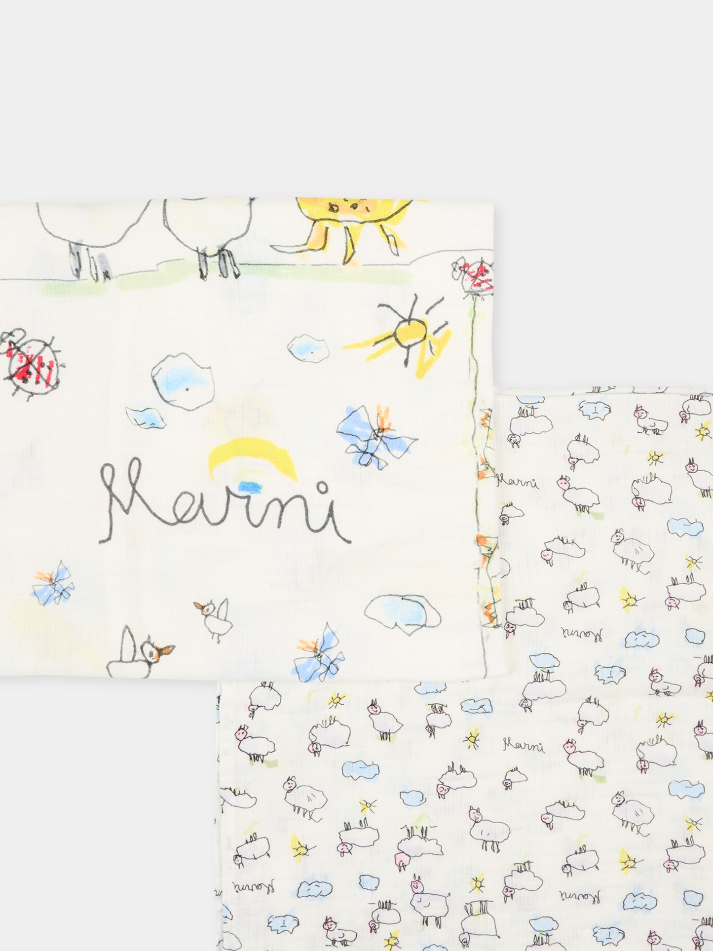 Set mussole avorio per neonati con disegni,Marni Kids,M01803 M00VS 0M100