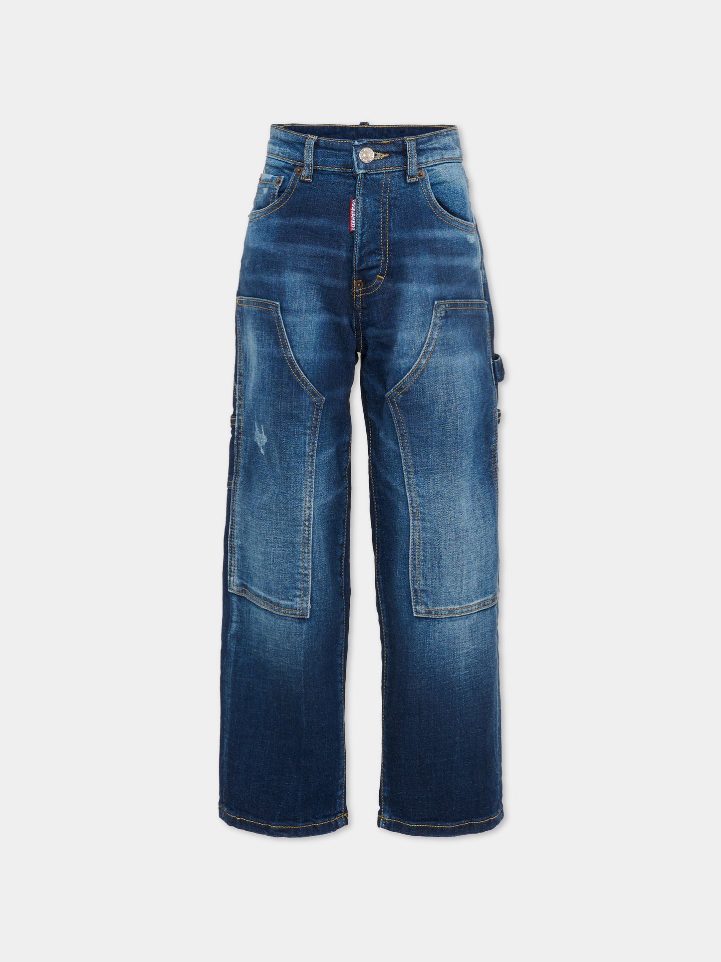 Jeans denim per bambino con logo e finti strappi,Dsquared2,DQ2636 D0AFS DQ01
