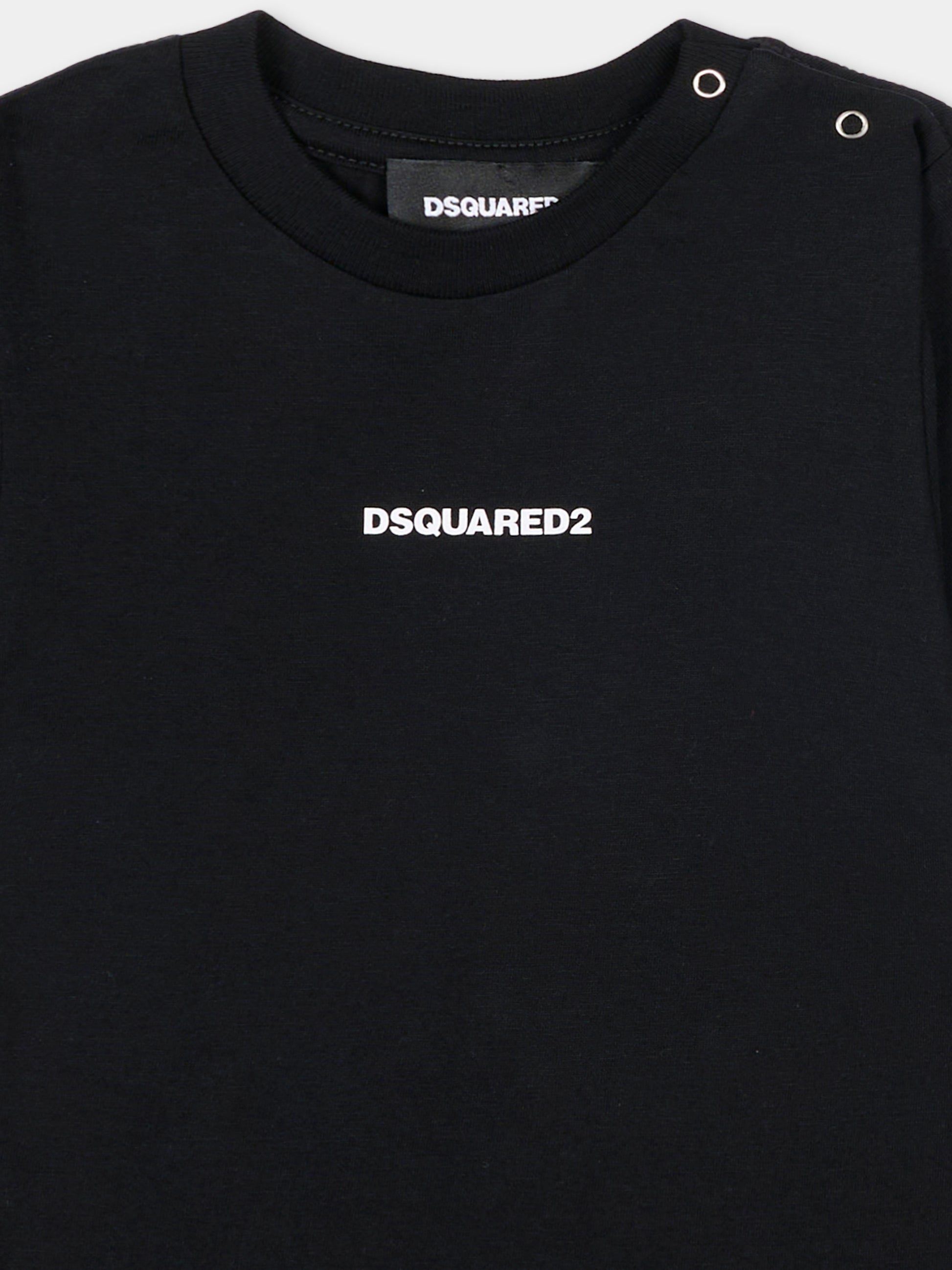 T-shirt nera per neonato con logo,Dsquared2,DQ2853 D004G DQ900