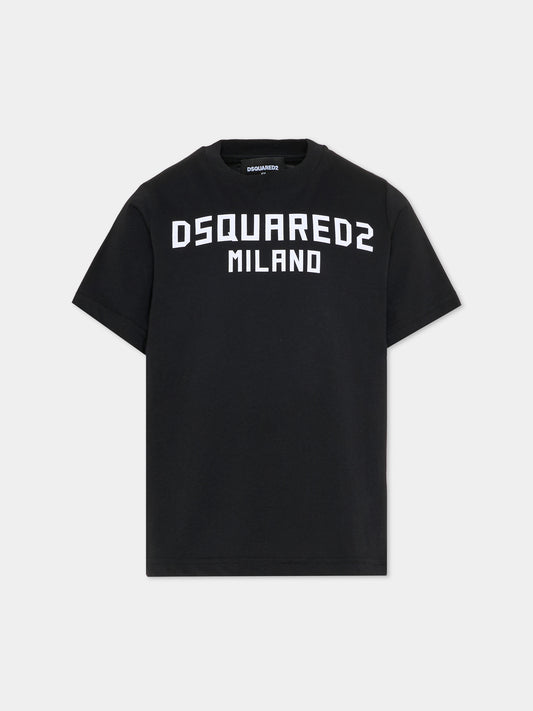 T-shirt nera per bambino con logo,Dsquared2,DQ3164 D0015 DQ900