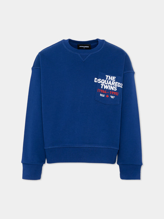 Felpa blu per bambino con logo,Dsquared2,DQ3185 D0094 DQ865