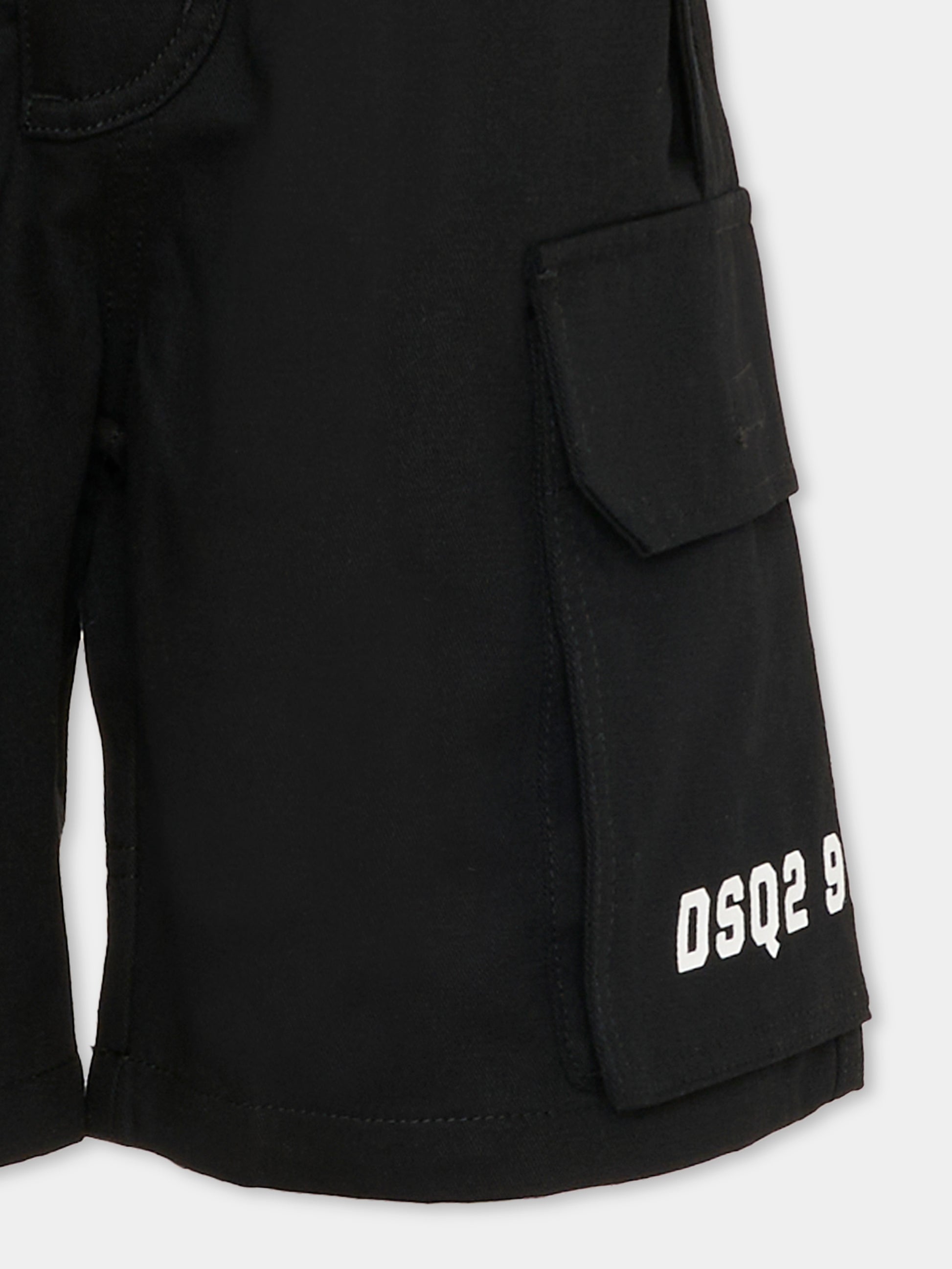 Shorts neri per bambino con logo,Dsquared2,DQ3209 D0AGK DQ900