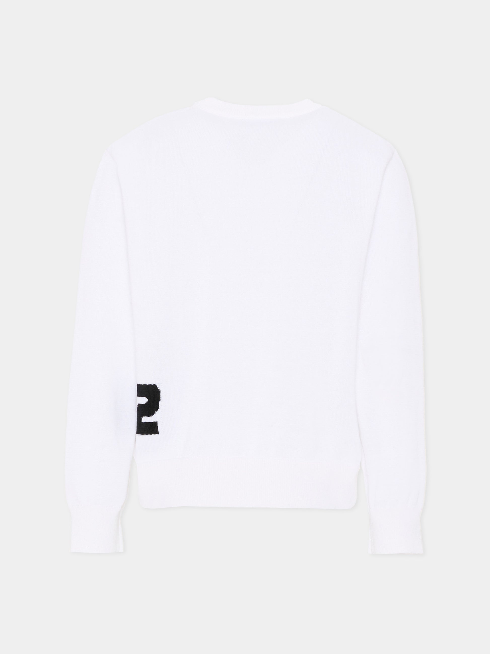 Maglione bianco per bambino con logo,Dsquared2,DQ3242 D0ACT DQ100