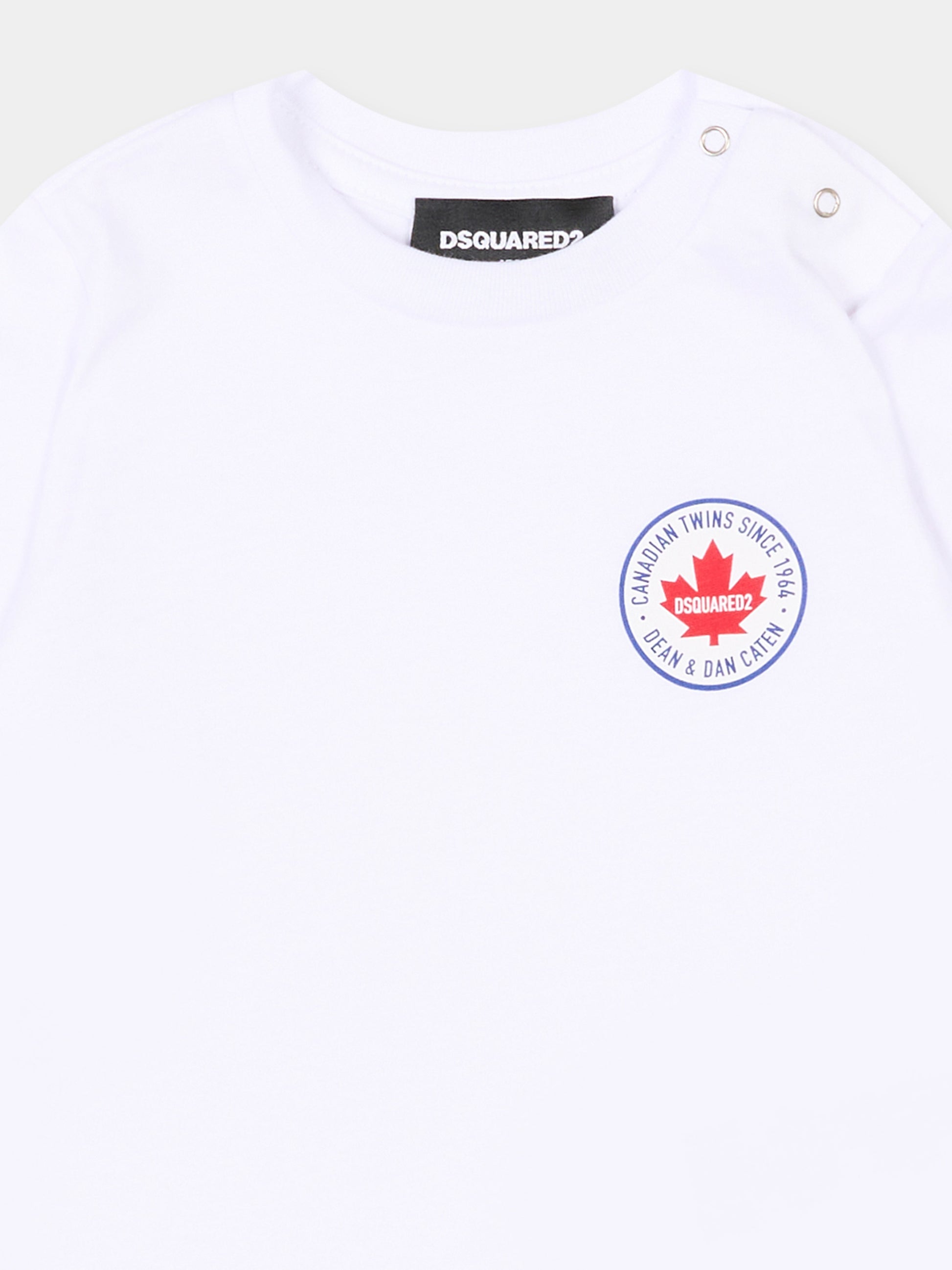 T-Shirt bianca per neonato con logo,Dsquared2,DQ3270 D004G DQ100