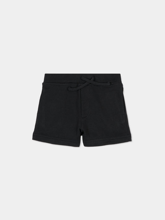 Shorts neri per neonato con logo e foglia d'acero,Dsquared2,DQ3280 D0AGW DQ900