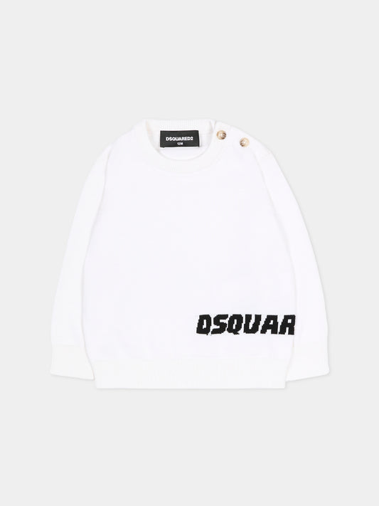 Maglione bianco per neonato con logo,Dsquared2,DQ3290 D0ACT DQ100