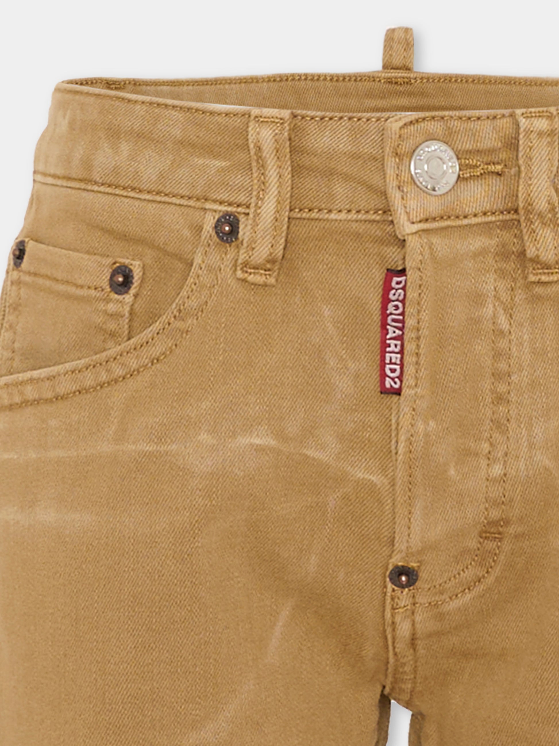 Shorts beige per bambino con logo,Dsquared2,DQ3291 D0AFQ DQ730