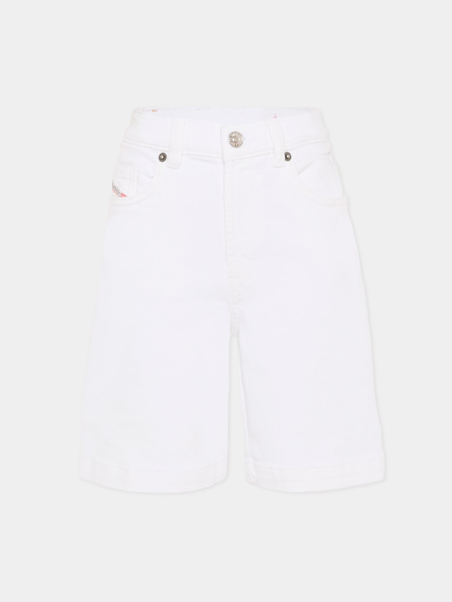 Shorts bianco per bambino con logo,Diesel,J00722 KXBR6 K100