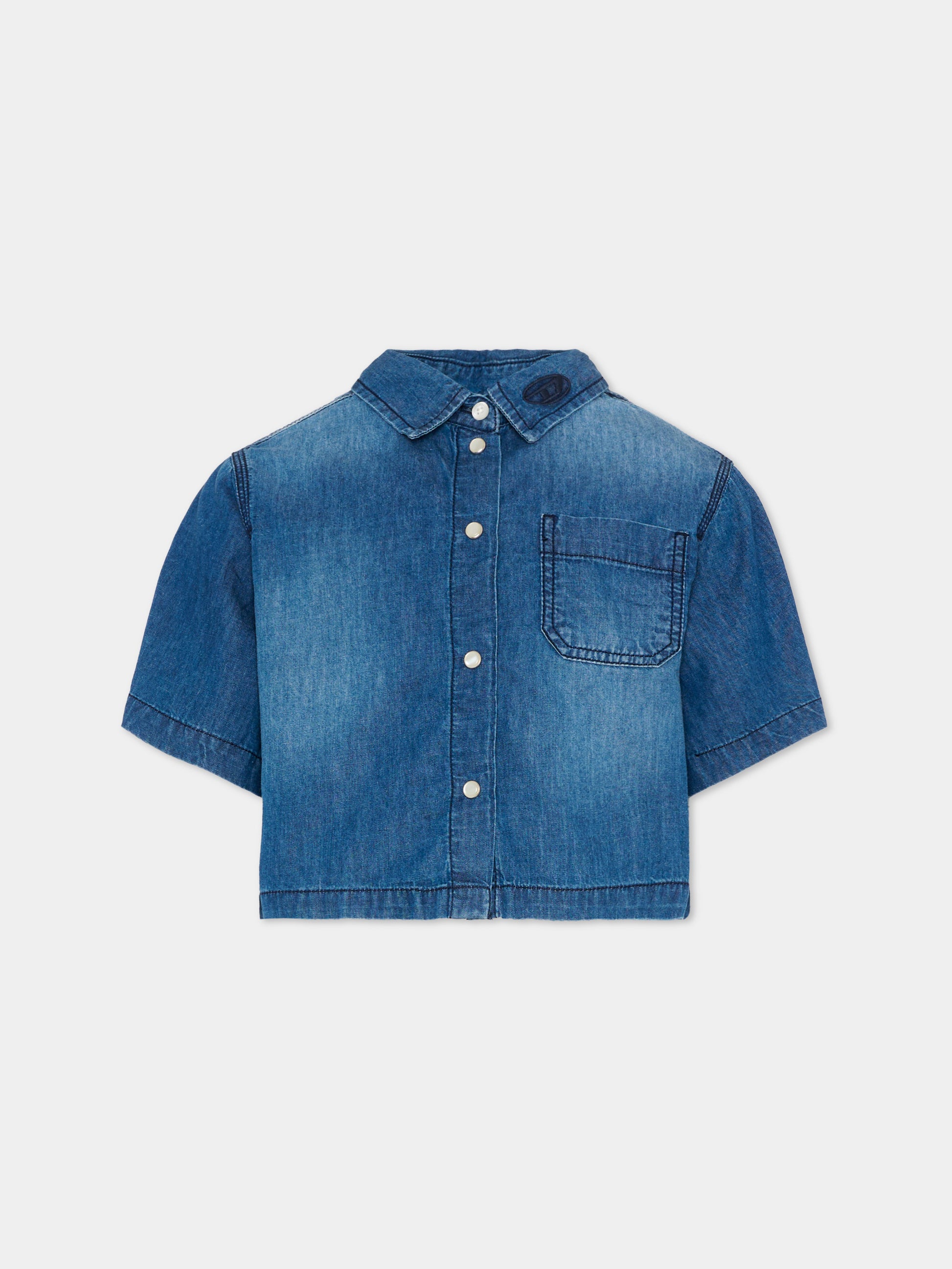 Camicia denim per bambina con logo,Diesel,J02165 KXBRW K01